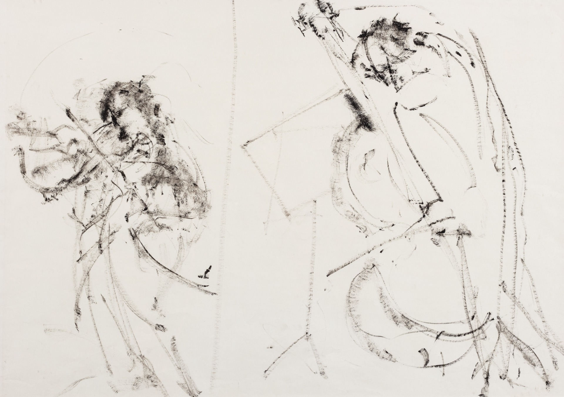 Kjell Pahr-Iversen Musikanter 1964 57x82. Proveniens: Georg Løkkeberg og han arvinger inntil 2024