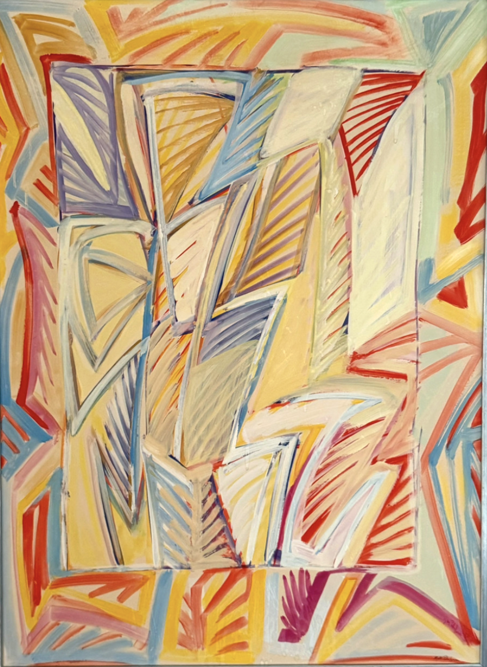 Kjell Pahr-Iversen Åpent vindu 1980 95x70 Akryl på plate. Sindre Hasselknippes samling.