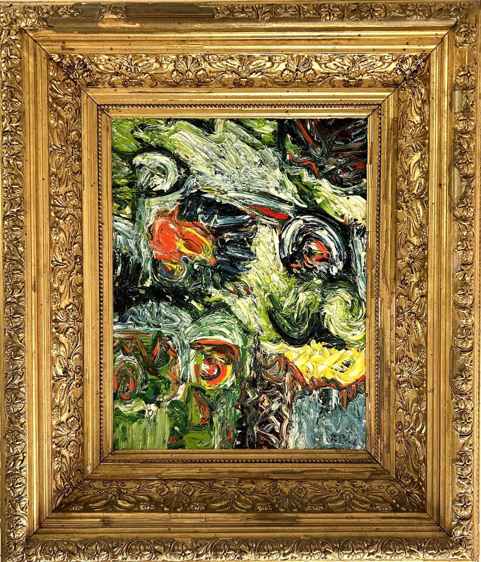 Kjell Pahr-Iversen u.t. Naturparken 1970 40x30 OL. Sindre Hasselknippes samling © foto S. Hasselknippe. Bildet minner om de "norske" barokkbildene, bortsett fra at det mangler de store sveipene som er typisk for denne tiden.