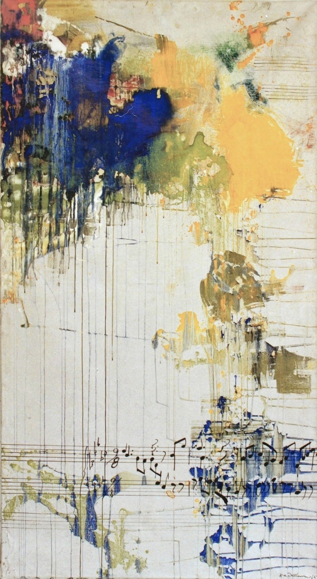 Kjell Pahr-Iversen Partitur 1964 200x120 uttynnet olje på lerret © Foto privat papirfoto Pahr-Iversen