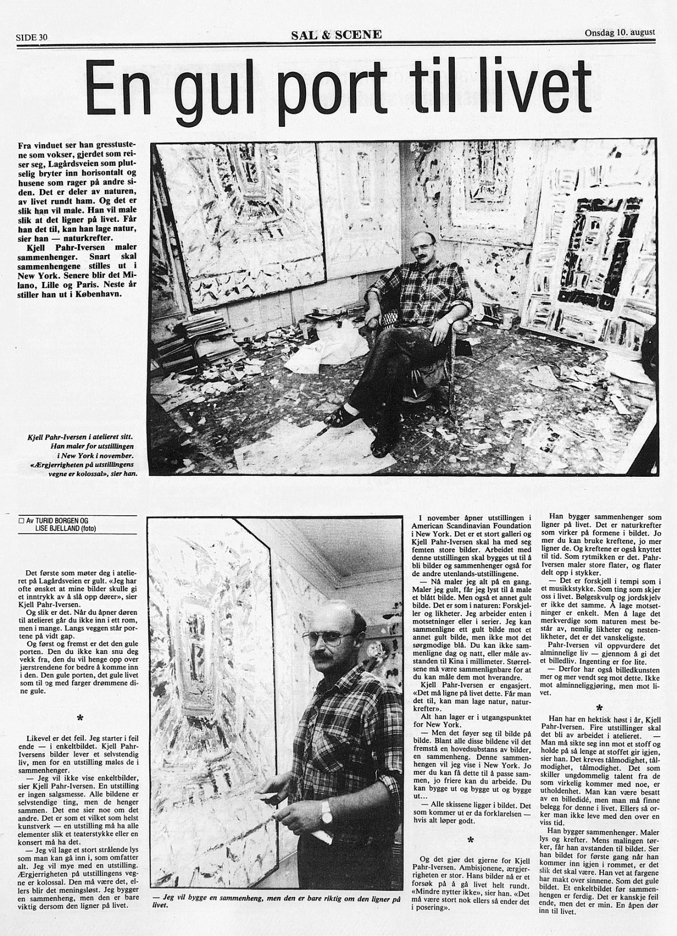 Pahr-Iversen i arbeid med bilder som skal utstilles på utstillingen i New York november 1988. RA 10.08.1988 Foto Lise Bjelland Nasjonalbiblioteket Public domain