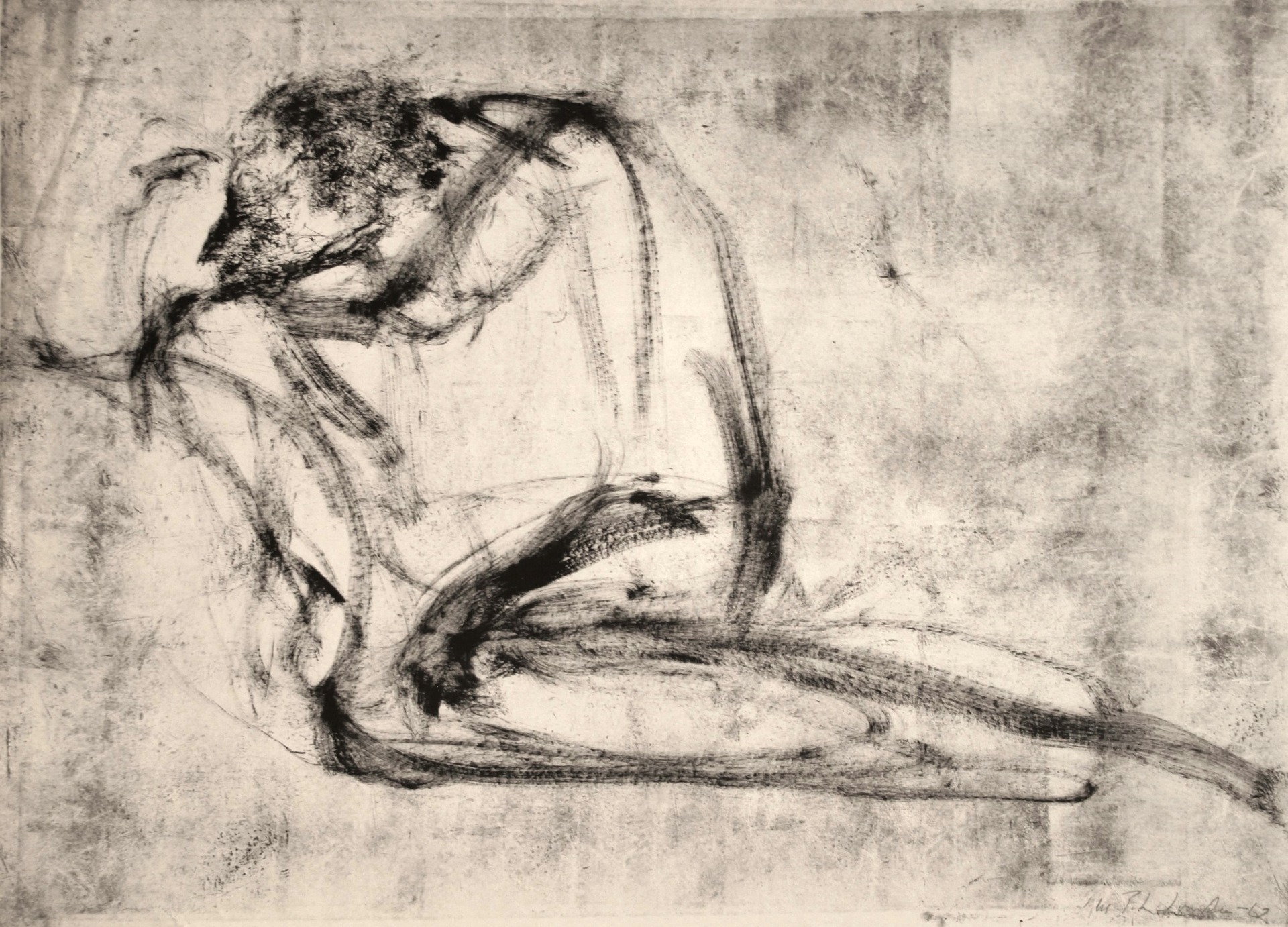 Kjell Pahr-Iversen U.t. Fallet II 1962 (høsten-62) 50x71 trykksverte