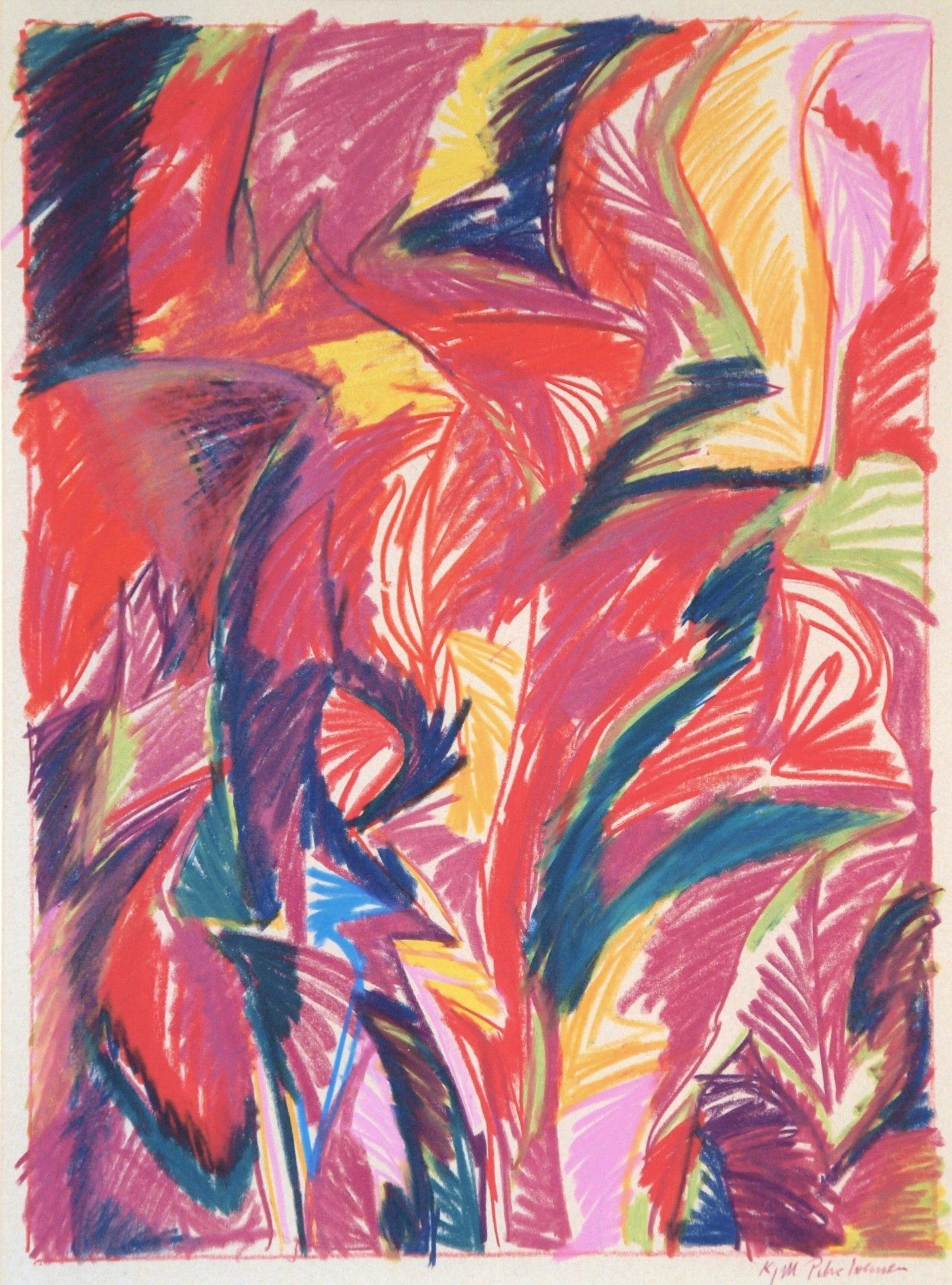 Kjell Pahr-Iversen, Sjømerke 1973 46x34 Fargekritt