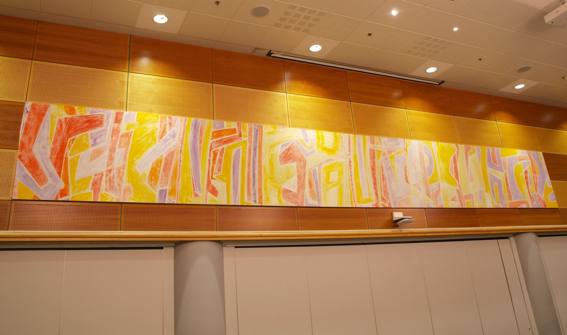 Kjell Pahr-Iversen Uten tittel 2000 ca. 120x800 Olje på lerret. Henger i storsalen på Clarion Hotel Stavanger.