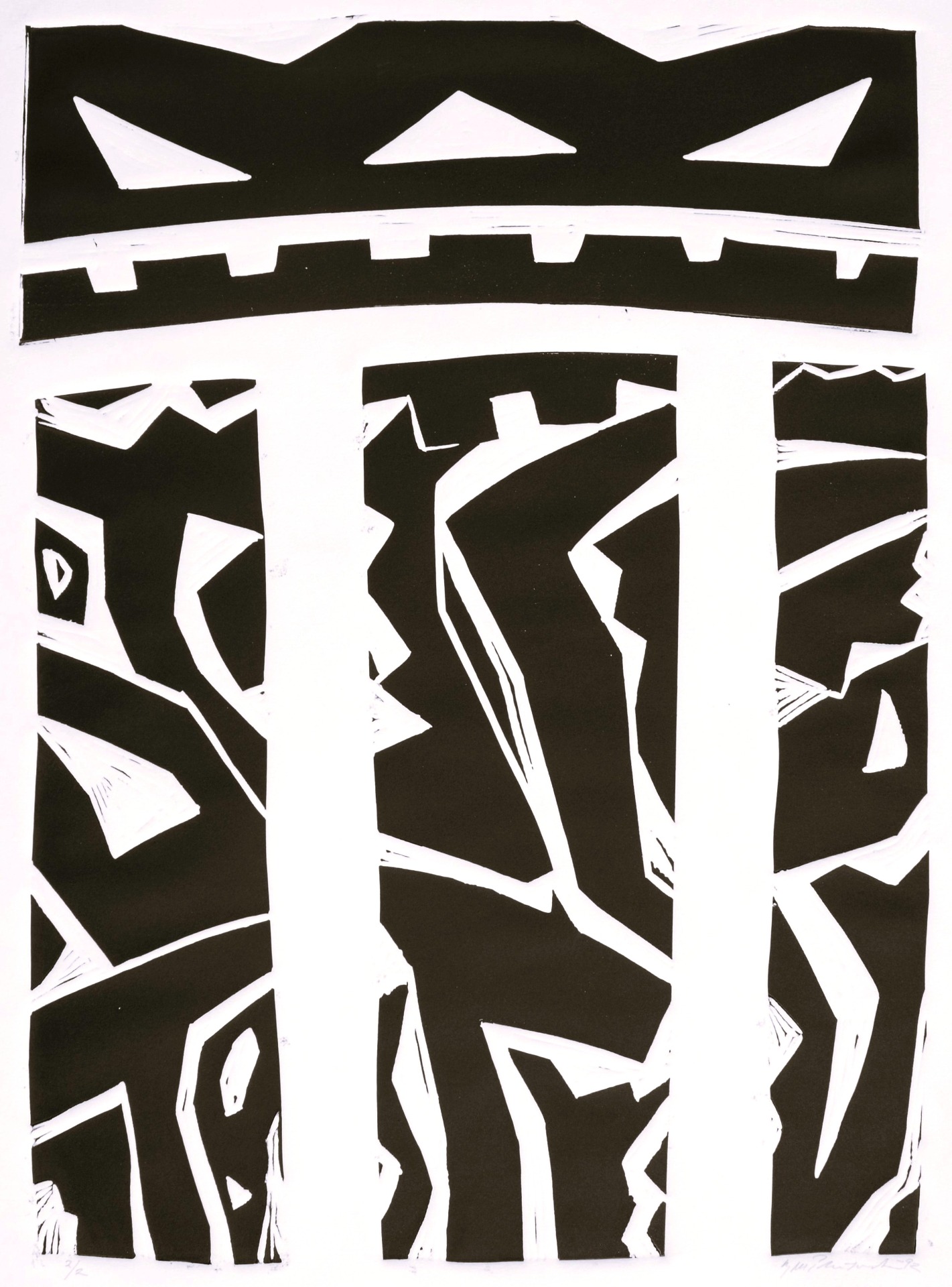 Pahr-Iversen Portal 1992 76x54 Linoleumstrykk