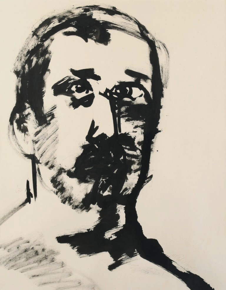 Kjell Pahr-Iversen Ansikt 1973 50x39 Indisk blekk