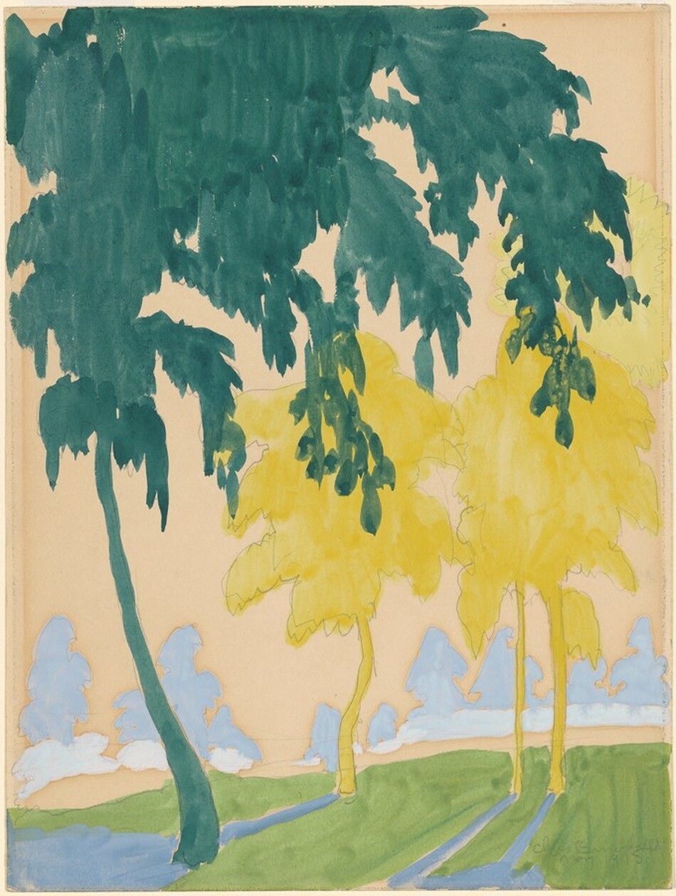 Charles Burchfield May Morning 1915 Watercolor and gouache over graphite on wove paper 30.32 × 22.86 Photo: National Gallery of Art Det jobbes med lisensavtale.